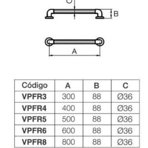 L.Espacio Barral Fijo Recto 60Cm VPFR6 B